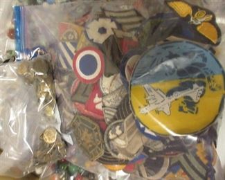 Bag of military patches and buttons, some army some navy. sold as a bag lot