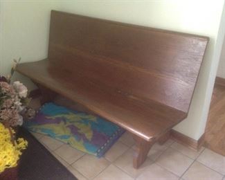 Beautiful oak bench...former church pew?  Presale...$115.    60" long
