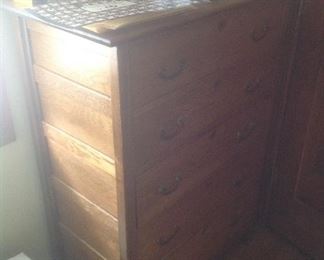 Five drawer oak dresser..presale $125.  Measures 33" wide x 49" high x 18" deep