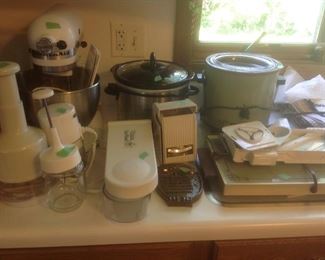 Variety of kitchen items and small appliances