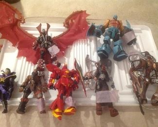 Action figures....Spawn, Manga, Chars counter Attack, Grave Digger, Angry Spider, Skeleton Warrior and many more