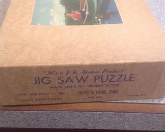 J. K. Strauss wooden jig saw puzzles...have 3 - 500 piece. $18 each or 3 for $45.  Have 2- 300 piece puzzles at $$15 each or both for $25.