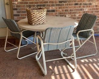 Patio Furniture with Six Chairs Total, Woven Basket