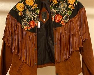 Chasse Suede Leather Ladies Embroidered Fringed Jacket