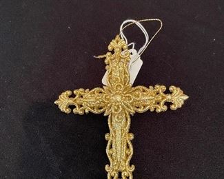 Backside of Cross Decor Gold/Mirror Ornament 