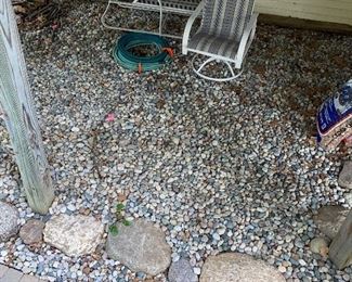 $150 METAL AND GLASS ROUND PATIO TABLE WITH 4 SWIVEL CHAIRS AND LOUNGER
TABLE MEASURES
49” DIA x 28”H