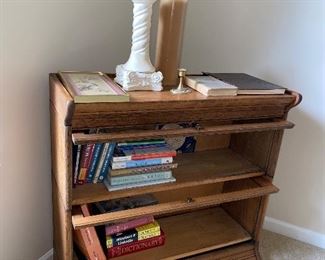 $60 WOOD AND GLASS 2 SHELF LAWYERS BOOKCASE
34”L x 14”D x 33”H