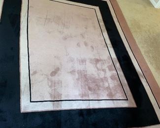 $250 LARGE HIGH PILE WOOL RUG ( DUSTY PINK AND BLACK) 
128” L x 95” W
