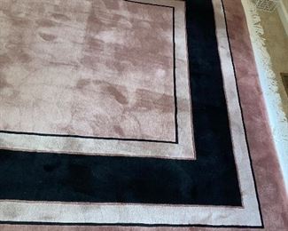 $250 LARGE HIGH PILE WOOL RUG ( DUSTY PINK AND BLACK) 
128” L x 95” W