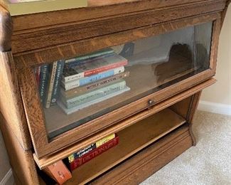 $60 WOOD AND GLASS 2 SHELF LAWYERS BOOKCASE
34”L x 14”D x 33”H