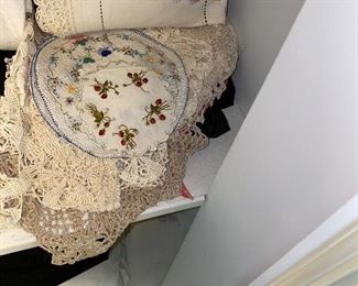VINTAGE HAND-MADE DOILIES AND LINENS