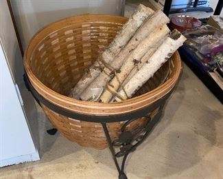 $60 LARGE LONGABERGER BASKET WITH METAL STAND