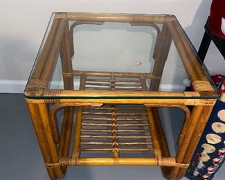 $45 WICKER TABLE WITH GLASS