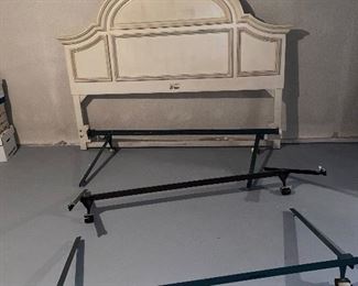 $250 CREAM SOLID WOOD QUEEN SIZE STANLEY HEADBOARD WITH FRAME
