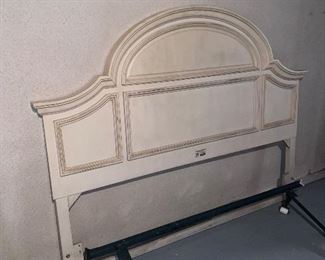 $250 CREAM SOLID WOOD QUEEN SIZE STANLEY HEADBOARD WITH FRAME