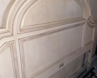 $250 CREAM SOLID WOOD QUEEN SIZE STANLEY HEADBOARD WITH FRAME