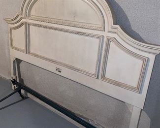 $250 CREAM SOLID WOOD QUEEN SIZE STANLEY HEADBOARD WITH FRAME