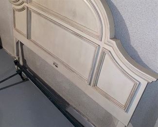 $250 CREAM SOLID WOOD QUEEN SIZE STANLEY HEADBOARD WITH FRAME