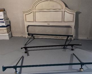 $250 CREAM SOLID WOOD QUEEN SIZE STANLEY HEADBOARD WITH FRAME