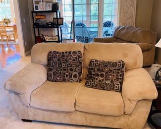 $250 BEIGE PLUSH LOVE-SEAT BY ASHLEY FURNITURE
70”L x 42”D x 37”H