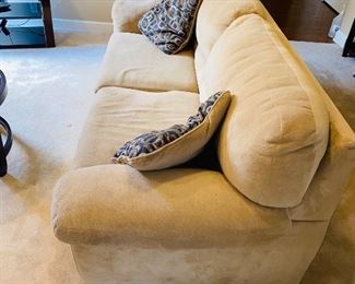 $250 BEIGE PLUSH LOVE-SEAT BY ASHLEY FURNITURE
70”L x 42”D x 37”H