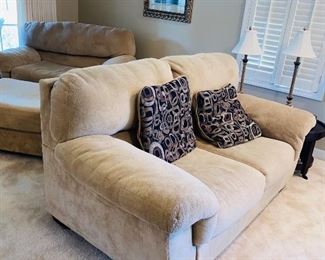 $250 BEIGE PLUSH LOVE-SEAT BY ASHLEY FURNITURE
70”L x 42”D x 37”H