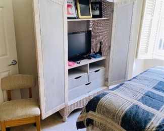 $150 WICKER WARDROBE CABINET
41”L x 21”D x 77”H