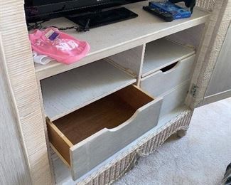 $150 WICKER WARDROBE CABINET
41”L x 21”D x 77”H