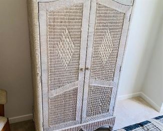 $150 WICKER WARDROBE CABINET
41”L x 21”D x 77”H