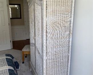 $150 WICKER WARDROBE CABINET
41”L x 21”D x 77”H