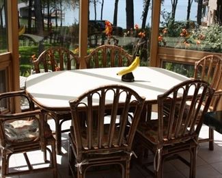 Rattan Kitchen Table with 6 Chairs