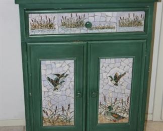 Green Accent Cabinet with Mosaic Duck Theme