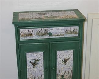 Green Accent Cabinet with Mosaic Duck Theme 