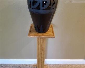 Black Crystal Vase and Stand