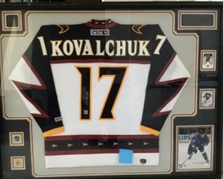 Ilya Kovalchuk Atlanta Trashers autographed jersey with special edition sports cards and plaque.