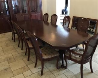 Custom built, 10-chair dining set.