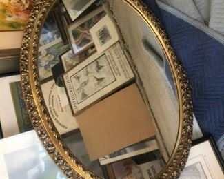 Oval Mirror with Gold Frame