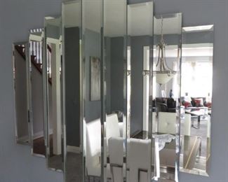 Sculptural Modern Stepped Panel Wall Mirror
