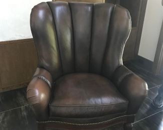 $1200, Leather Arm Chair w/Nailhead Trim: 33.5"W x 27.5"D x 45.5"H 