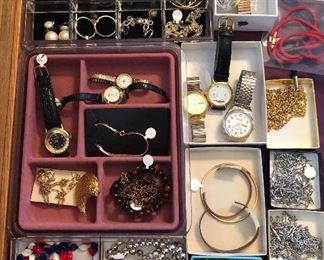 More costume jewelry (necklaces, earrings & more), watches too