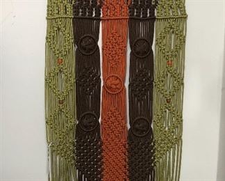 Macrame wall hanging (24” x 45”) - also several macrame plant hangers (not shown)