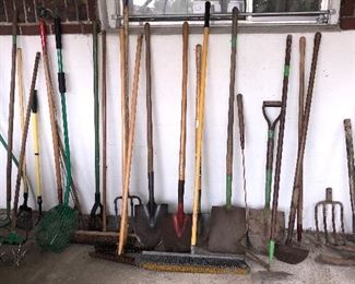 Yard tools: shovels, rakes, pitchfork & more