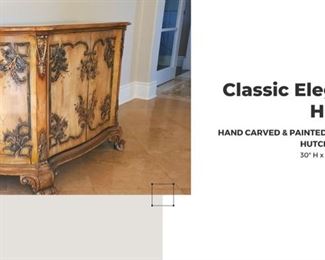 Classic Elegant Hutch $600 Hand Carved and Painted