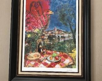 Chagall signed and numbered lithograph - appx 43 X 56" $3100