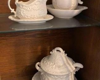 Victorian Serving Pieces Soup Tureen Pitcher Bowl Gravy Boat Salt Pepper Platter