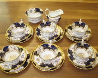 $350.00, Cobalt Batwing Gold trim Early Coalport Luncheon Set