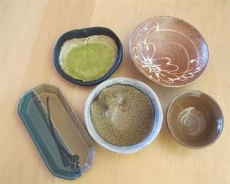 $10.00, Five pieces of Studio Art Pottery largest 6"