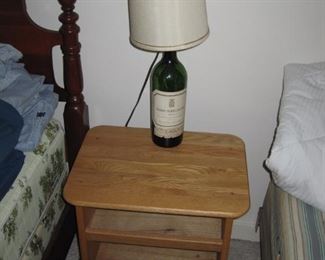 Wine bottle lamp, 2 twin beds