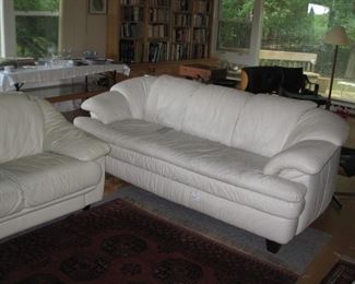 Creamy white leather sofa and love seat, Natura leather