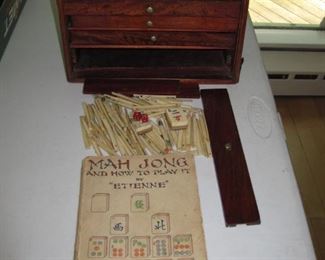 Antique Mah Jong set complete, box shows wear